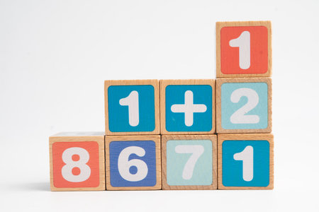 Math number colorful on white background, education study mathematics learning teach.