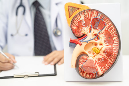 Kidney disease, Chronic kidney disease ckd, Doctor hold human model to treat and study in hospital.