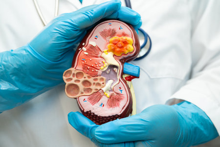 Kidney disease, Chronic kidney disease ckd, Doctor hold human model to treat and study in hospital.の写真素材
