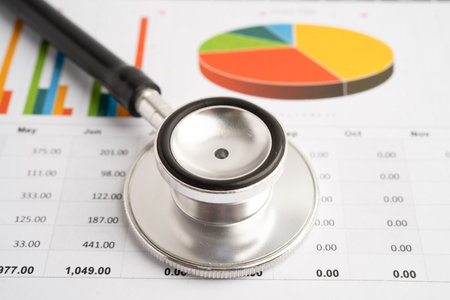 Stethoscope on graph paper, Finance, Account, Statistics, Investment, Analytic research data economy...