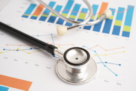 Stethoscope on graph paper, Finance, Account, Statistics, Investment, Analytic research data economy...