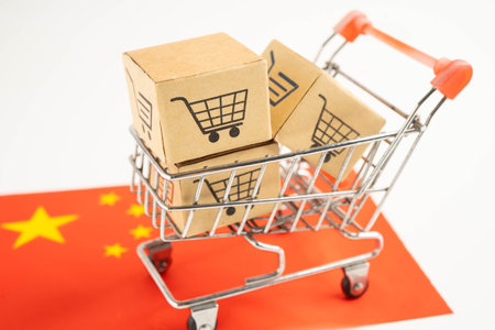 Shopping cart box, import export, finance commerce.の写真素材