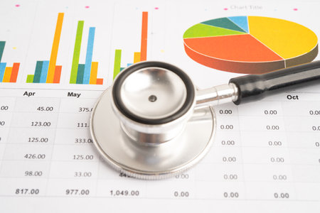Stethoscope on graph paper, Finance, Account, Statistics, Investment, Analytic research data econom.