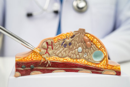 doctor holding human anatomy model.