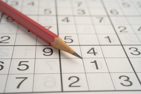 Puzzle game playing and learning.の写真素材