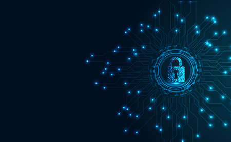 Safety concept. Modern safety digital background. Protection system, shape of closed Padlock, Vector illustrationのイラスト素材