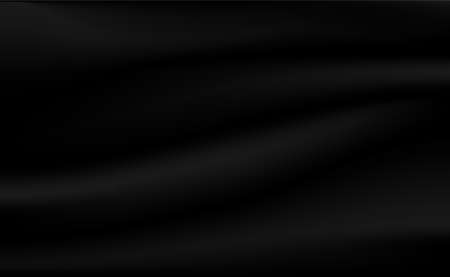 Black wrinkled creased fabric texture background.Cloth soft wave.Vector eps 10のイラスト素材