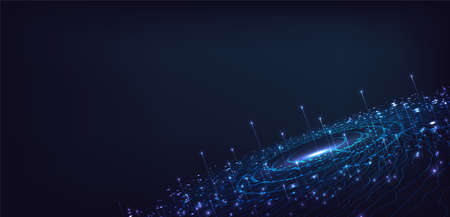 Technology lines pattern over dark blue background.のイラスト素材