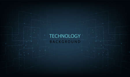 Abstract Circuit board technology background.Vector abstract technology illustration Circuit board on dark blue background.High tech circuit board connection system concept.のイラスト素材