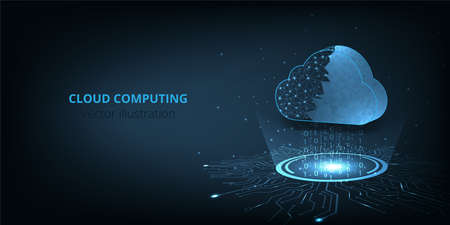 Cloud Computing online storage low poly design.Cloud storage with data protected exchange  Cloud...