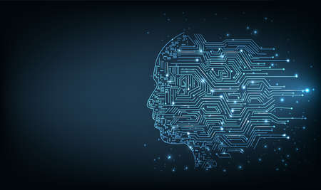 Electronic brain and Concept of artificial intelligence(AI).Graphic of a digital brain and Human...