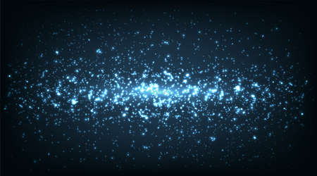 Blue sparkles background.Glowing streaks on dark background.Vector illustration.のイラスト素材