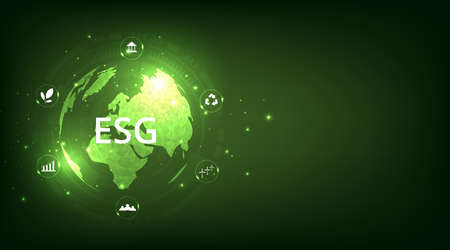 Green earth ESG icon for Environment Social and Governance. Solving environmental, social and management problems with icons. World sustainable environment concept.のイラスト素材