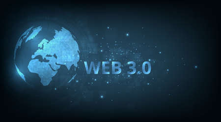 Web 3.0 text on blue technology background.Concept of upgrade new Technology.のイラスト素材