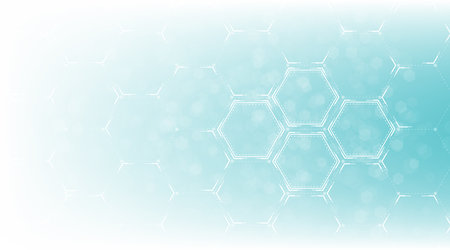 Background of hexagon geometric white blue pattern bright. healthcare medical and technology background.Graphic digital science concept design.のイラスト素材