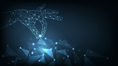 Global connection concept of futuristic technology triangle lines. global network connection points and lines, digital technology and communication concept design.のイラスト素材