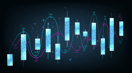 Concept of Trading infographic on blue background.Business chart with rising and uptrend line graph.trading stock market concept.Vector illustration.のイラスト素材