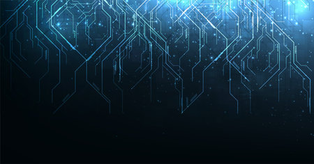 Electronic pattern background.Technology background with digital data connection system.High tech connection concept.のイラスト素材
