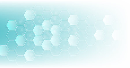 Background of hexagon geometric blue pattern. healthcare medical and technology background.Graphic digital science concept design.のイラスト素材