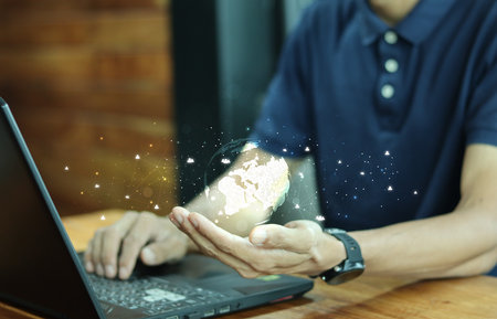 Global Internet connection concept. Using the phone on application technology communication. Social network communication. Internet technology.の写真素材