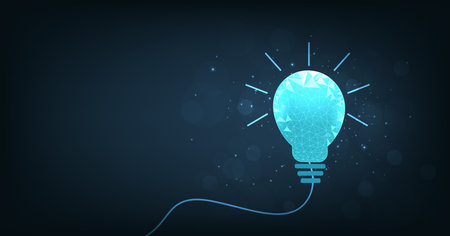 Creative idea concept. Creative mind or brainstorm with light bulb pictures on dark blue background. Vector illustration.のイラスト素材