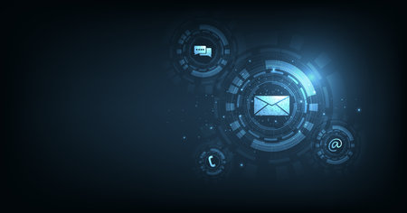 Contact us or the Customer support hotline connect concept. call center service provider,  advice to customer help, and support services are digital on dark blue background.のイラスト素材