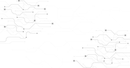 Technology black circuit diagram concept. High-tech circuit board connection system.Vector abstract technology on a white background.のイラスト素材