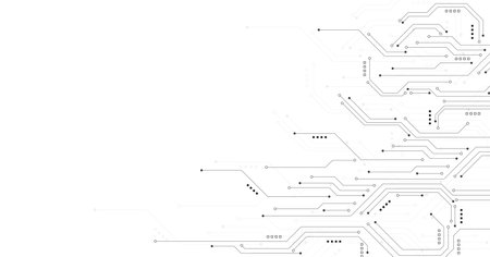 Technology digital circuit board background. Technology black circuit diagram.High-tech connection system on a white background.のイラスト素材