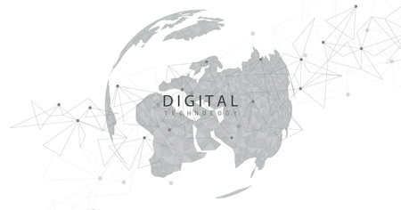 Futuristic digital innovation background for connection global. World image on white background. Connection technology for business. 3D vector illustration.のイラスト素材