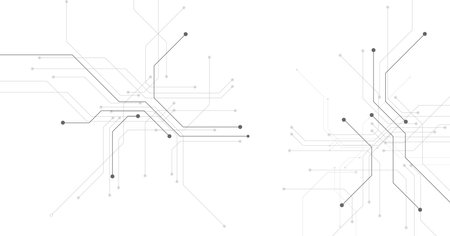Black circuit diagram on white background. High-tech circuit board connection system.Vector abstract technology on a white background.のイラスト素材