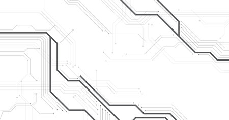 Black circuit on a white background concept.High-tech circuit board connection system.Vector abstract technology on a white background.のイラスト素材
