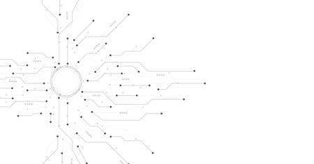 Grey black circuit diagram on white background. High-tech circuit board connection system.Vector abstract technology on a white background.のイラスト素材