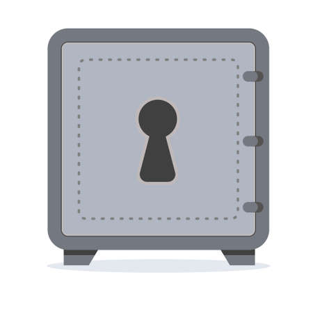 Bank safe box. Closed safe isolated on a white background. Security cash savings and money protection concept. Vector flat illustration.のイラスト素材