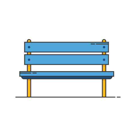Park bench. Front view. Vector flat illustration isolated on white background.のイラスト素材