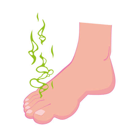 Stinky feet. Bad smelling feet. Vector illustration.のイラスト素材