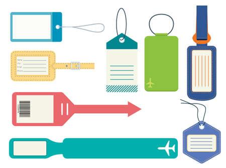 Set of luggage tags. Flat vector illustration.のイラスト素材