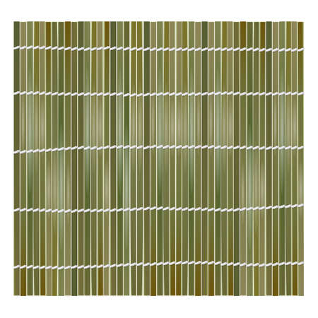 Green bamboo mat background for making sushi. Top view. Realistic texture makisu or curtain. Vector illustration.のイラスト素材