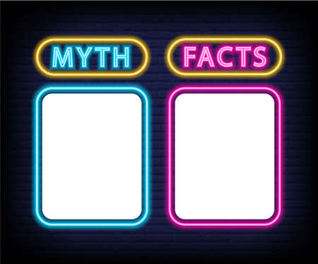 Myths and facts check list concept. Neon vector illustration.のイラスト素材