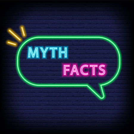 Myths and facts speech bubble. Neon vector illustration.のイラスト素材