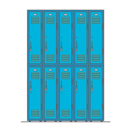 School blue locker vector icon. Changing room sign.のイラスト素材