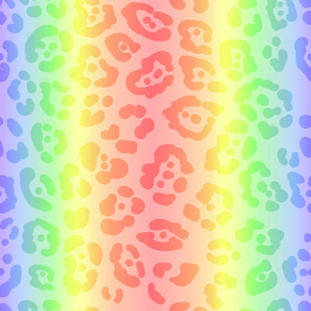 Neon leopard seamless pattern. Bright colored spotted background. Vector rainbow animal printのイラスト素材