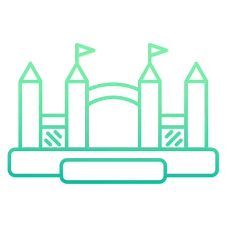 Bouncy castle gradient outline icon. Jumping inflatable house on kids playground. Vector logoのイラスト素材