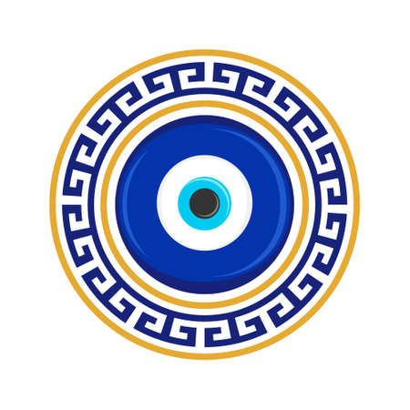 Evil eye amulet. Blue oriental talisman. Turkish and greek symbol of protection. Glass nazar vector illustration.のイラスト素材