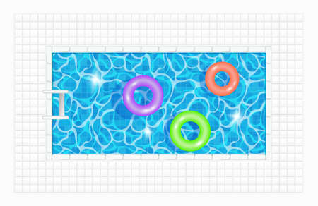 Swimming pool top view. Summer relaxation zone. Vector flat illustration.のイラスト素材