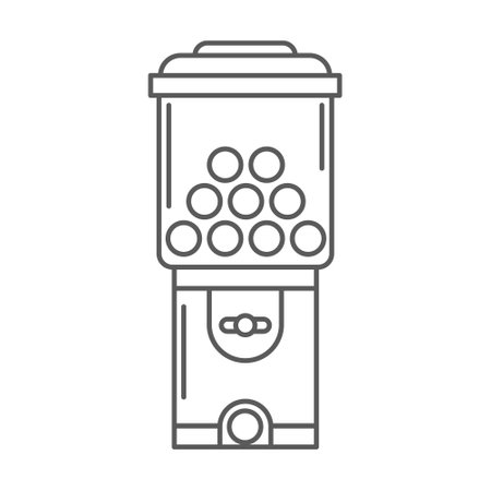 Gumball machine line icon. Retro vending dispenser for candies and bubblegums. Sweets slot vector illustration isolated on white backgroundのイラスト素材