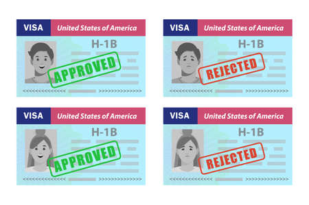 H1b Visa USA to temporarily employ foreign workers in specialty occupations. Immigration document. Vector template illustration in passport.のイラスト素材