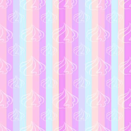 Meringues cookies seamless pattern. Marshmallow and zephyr vector illustration. French sweet cream dessertのイラスト素材
