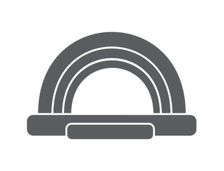 Bouncy inflatable castle. Tower and equipment for child playground. Jumping house sign. Glyph vector silhouette iconのイラスト素材