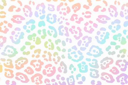Rainbow leopard background. Holographic foil cheetah texture. Animal pattern gradient print. Vector abstract pastel illustration.のイラスト素材