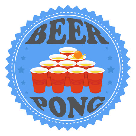 Beer pong stamp for tournament. Vector illustration on white background.のイラスト素材